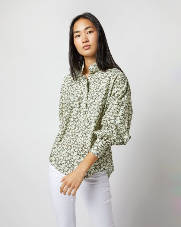 Anaya Popover Shirt in Olive Eliasson Liberty Fabric For Cheap