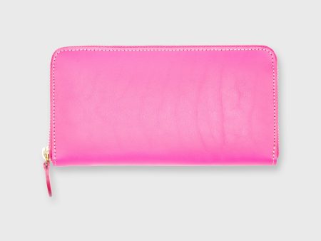 Zip Wallet in Bright Pink Leather Discount