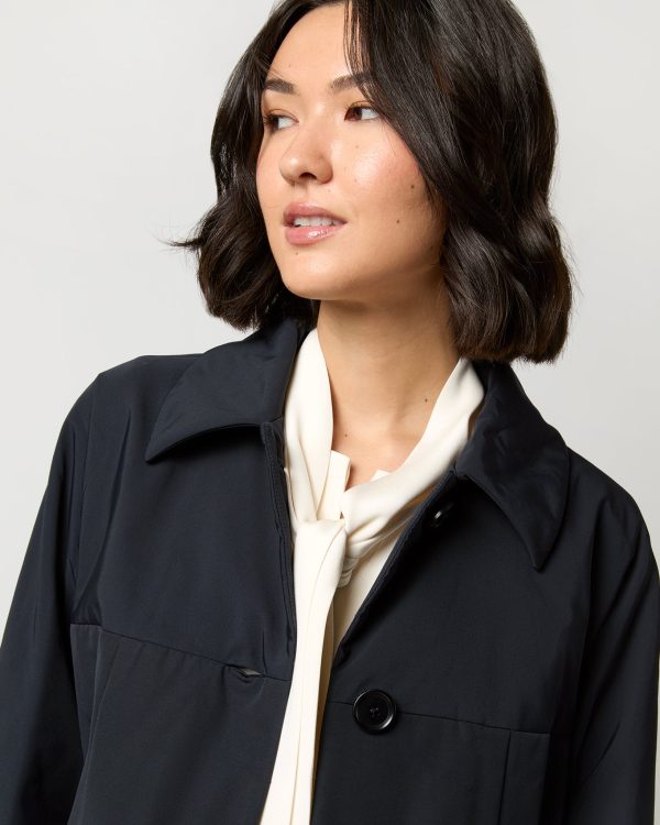 Aveline Coat in Navy Blue Hot on Sale