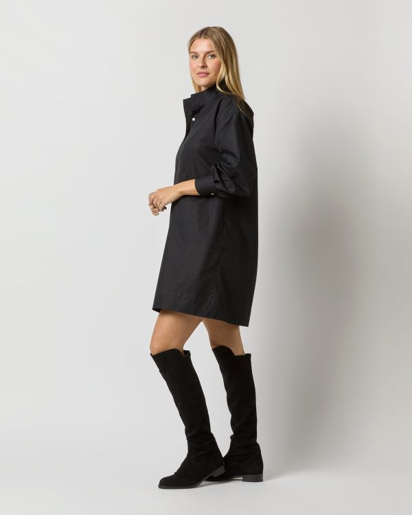 Anaya Popover Dress in Black Poplin Online