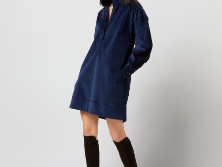 Anaya Popover Dress in Navy Stretch Cord Fashion