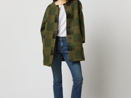 Eleanor Coat in Hunter Multi Patchwork Jacquard For Discount