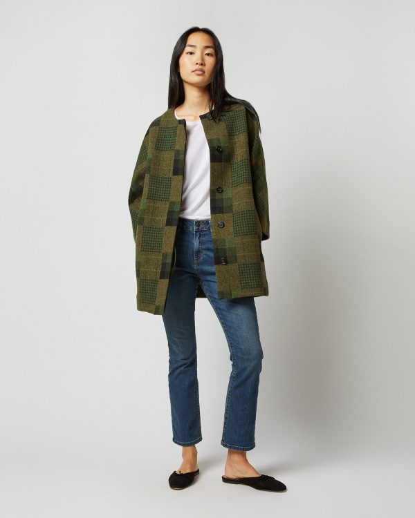 Eleanor Coat in Hunter Multi Patchwork Jacquard For Discount