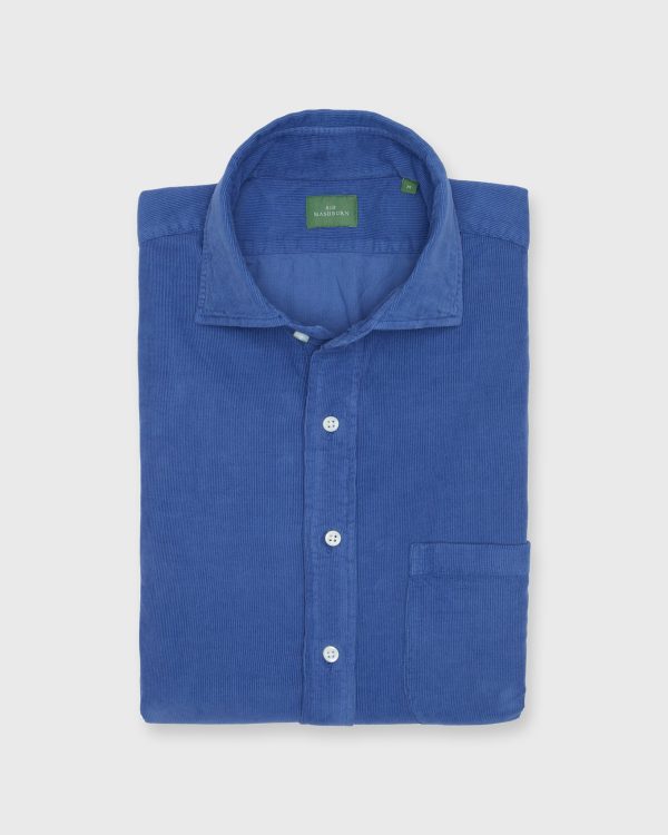 Spread Collar Sport Shirt in Harbor Corduroy For Cheap