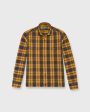 Band-Hem Work Shirt in Maize Brown Blue Brushed Heavyweight Twill For Discount