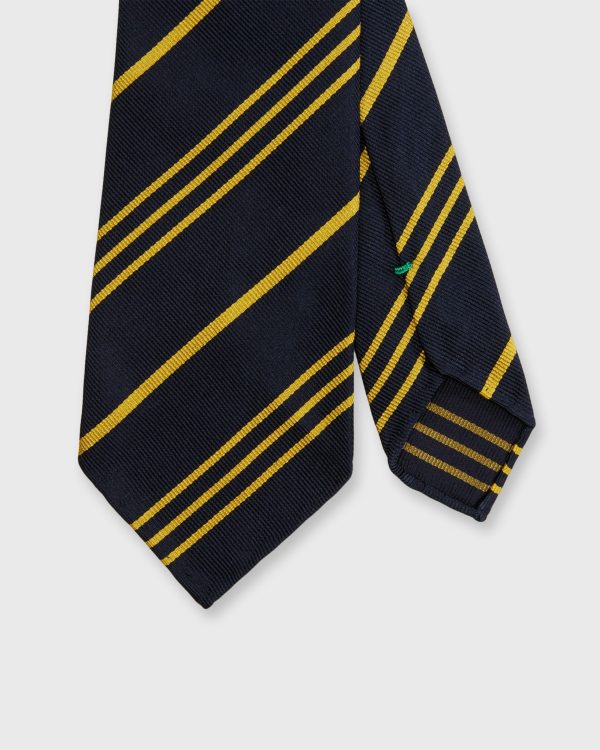 Silk Woven Tie in Navy Gold Multi Stripe For Cheap