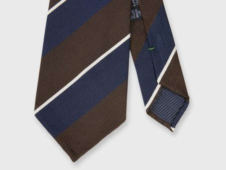 Silk Woven Tie in Navy Forest White Stripe on Sale