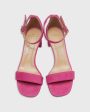 Ankle-Wrap Block Heel in Pink Suede Discount