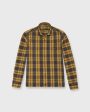 Band-Hem Work Shirt in Maize Brown Blue Brushed Heavyweight Twill For Discount