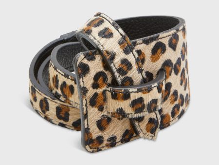 Asymmetrical Loop Thru Belt in Mini Leopard Printed Calf Leather Online Sale