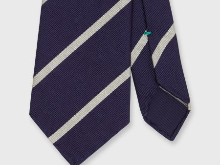 Silk Woven Tie in Navy Bone Bar Stripe Online Hot Sale