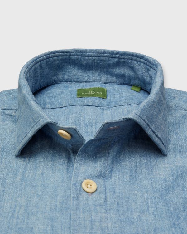 Band-Hem Work Shirt in Extra Light Washed Chambray For Cheap