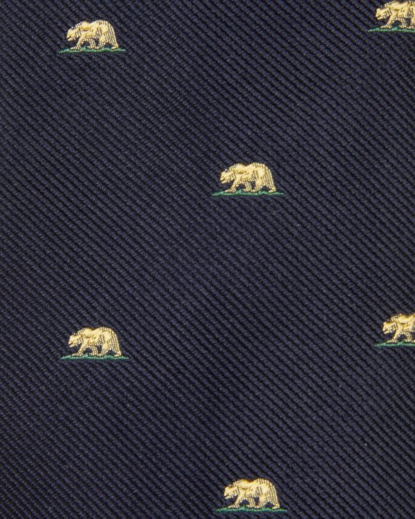 Silk Club Tie in Navy Yellow Bear Cheap