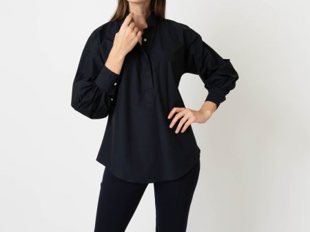 Anaya Popover Shirt in Black Poplin Sale