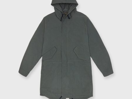 Cashpad Fishtail Parka in Green Dry Waxed Poplin Online Sale