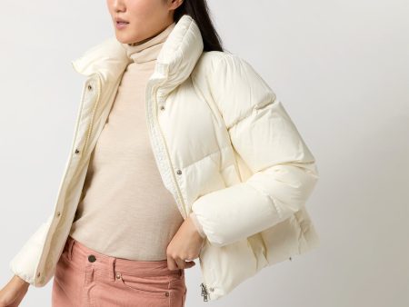 Heavy Nylon Quilted Short Jacket in White For Discount