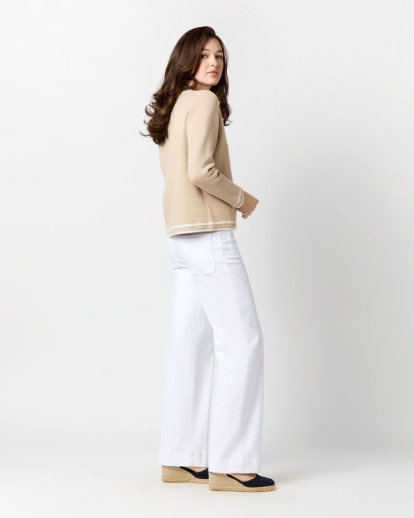 Aubrey Cardigan in Crema Cotton Silk Discount