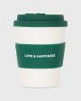 12 oz. Reusable Coffee Cup in White Green For Sale