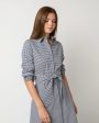 Avery Shirtwaist Dress in Ink Bone Check Stretch Cotton Cheap