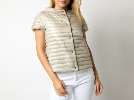 Reversible Cap-Sleeve Jacket in White Pearl Grey on Sale