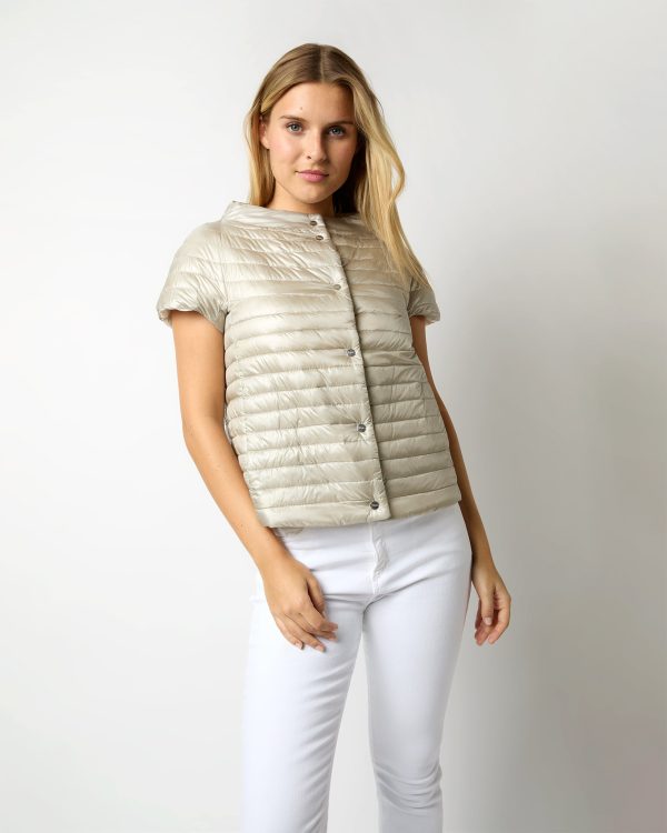 Reversible Cap-Sleeve Jacket in White Pearl Grey on Sale