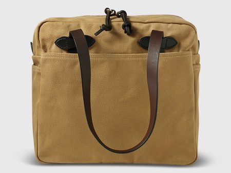 Zip-Top Tote Bag in Tan Supply