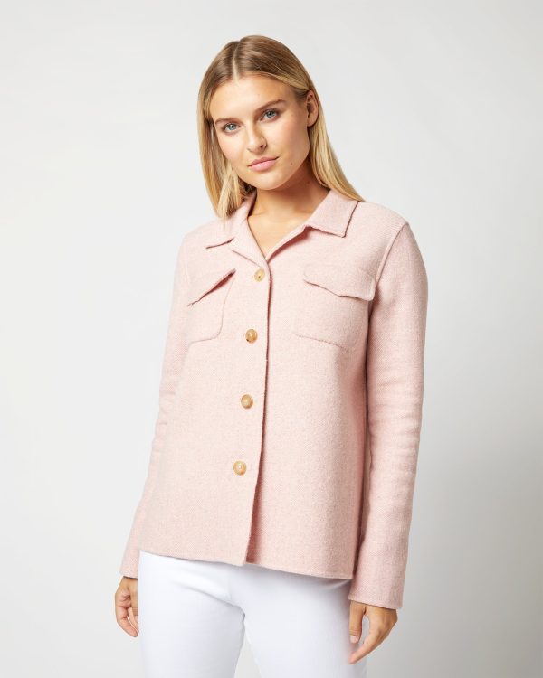 Fiona Shirt Jacket in Rose Ivory Double-Faced Twill Fashion