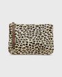 Zip Clutch in White Leopard Printed Pony Fashion