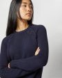 Aria Sweater in Navy Cotton Tape Yarn on Sale