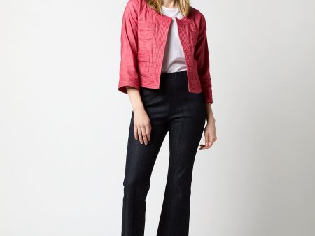 Trapunto Kiki Jacket in Red Stretch Cotolino Discount