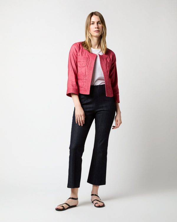 Trapunto Kiki Jacket in Red Stretch Cotolino Discount