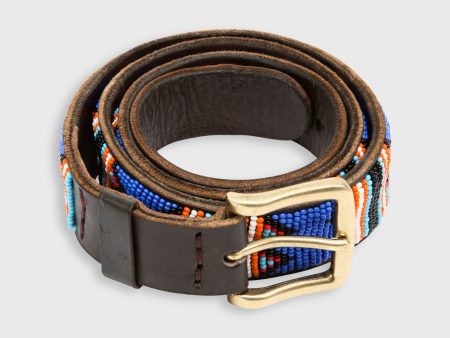 1.25  African Beaded Belt in Blue Multi Ayo Design For Cheap