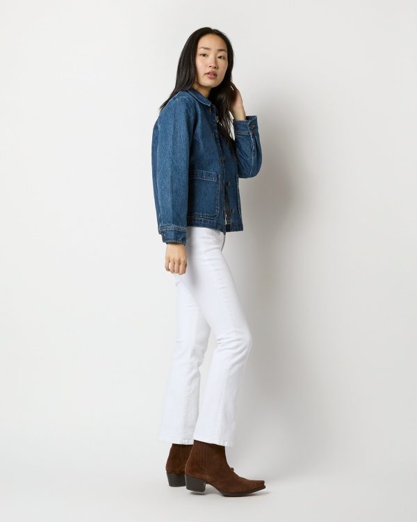 Nikkie Logo Jacket in Washed Indigo Denim on Sale