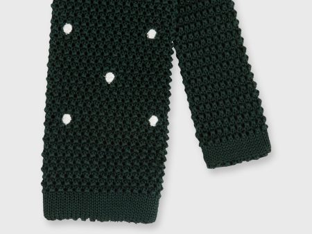 Silk Knit Tie in Hunter White Dot Fashion