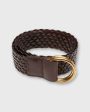 2  Double O-Ring Woven Belt in Chocolate Leather Cheap