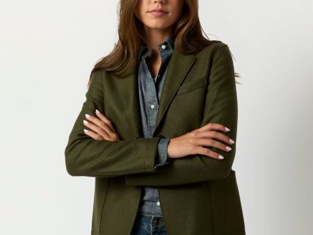 Stand Up Collar Blazer in Hunting Green Online Hot Sale