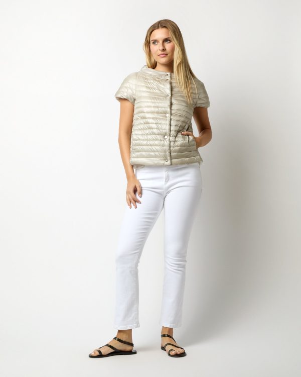 Reversible Cap-Sleeve Jacket in White Pearl Grey on Sale