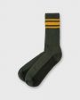 Athletic Stripe Socks in Olive Supply