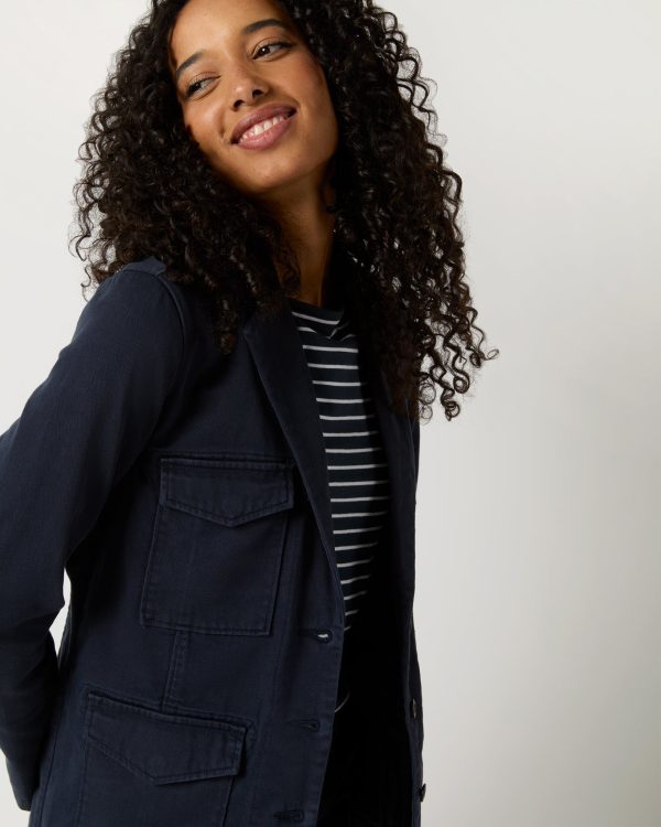 Military Jacket in Midnight Blue Hot on Sale