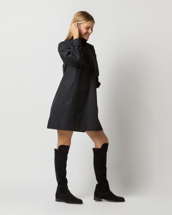 Anaya Popover Dress in Black Poplin Online