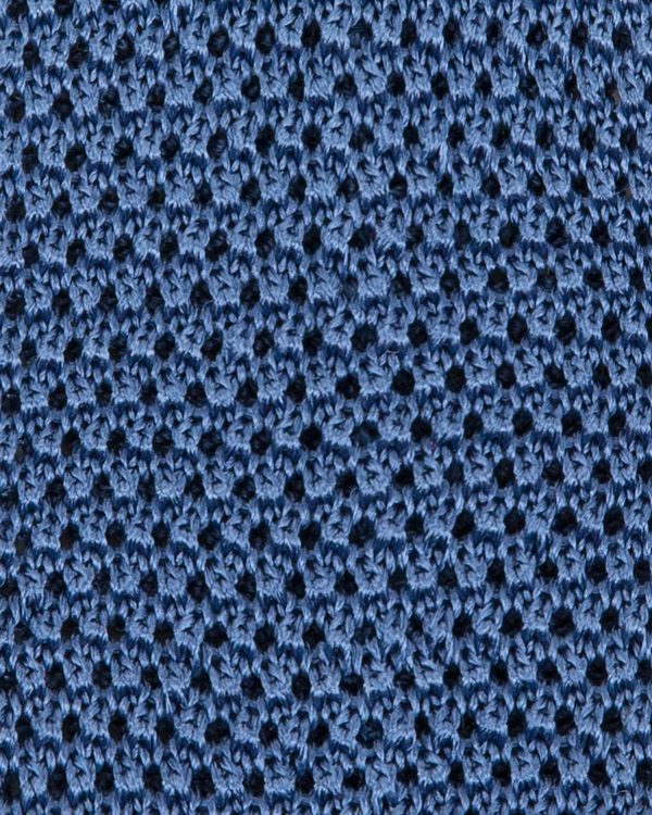 Silk Knit Tie in Mid-Blue Discount