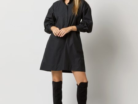 Anaya Popover Dress in Black Poplin Online