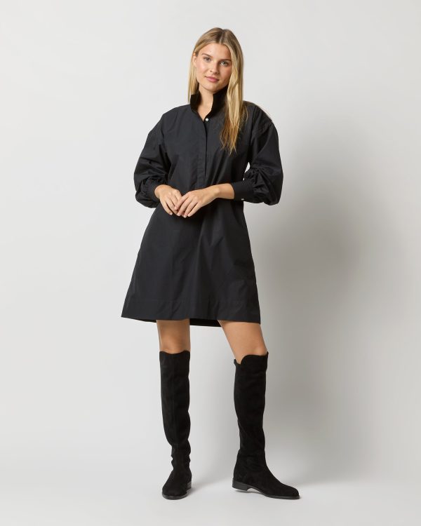 Anaya Popover Dress in Black Poplin Online