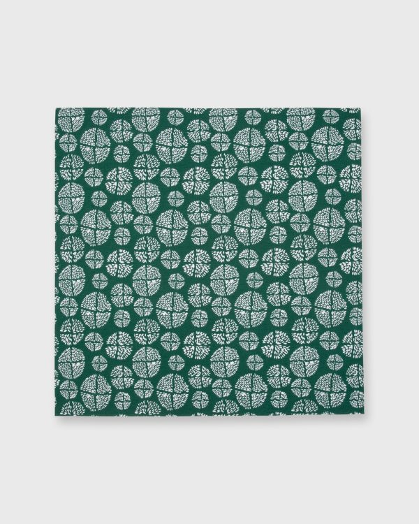 Bandana in Green Pom Flower Print Poplin For Cheap