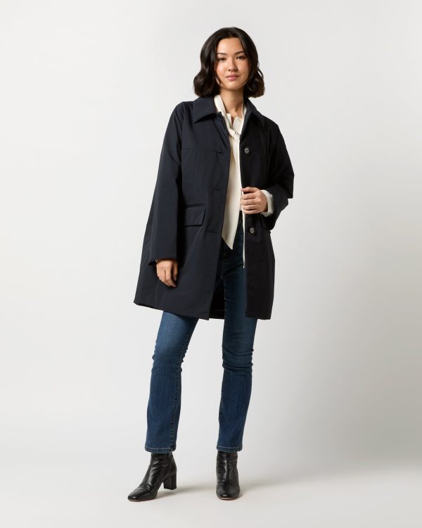 Aveline Coat in Navy Blue Hot on Sale