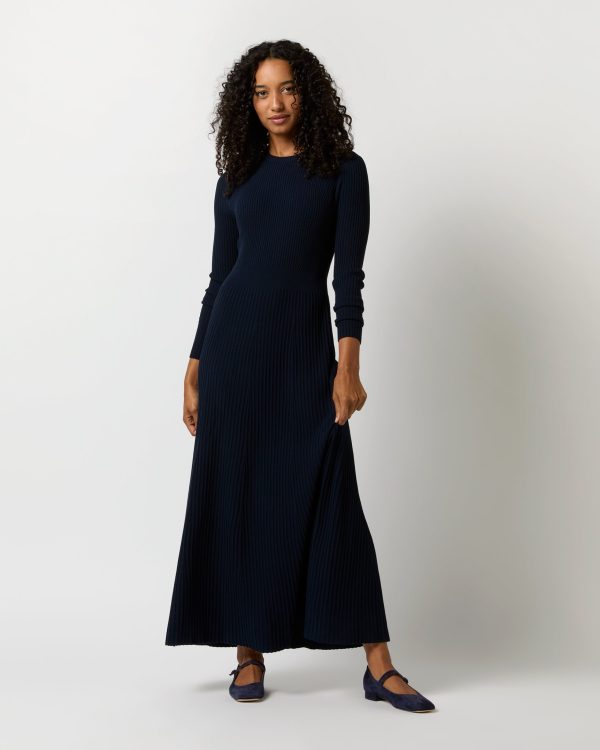 Addie Dress in Navy Techno Yarn Online Sale