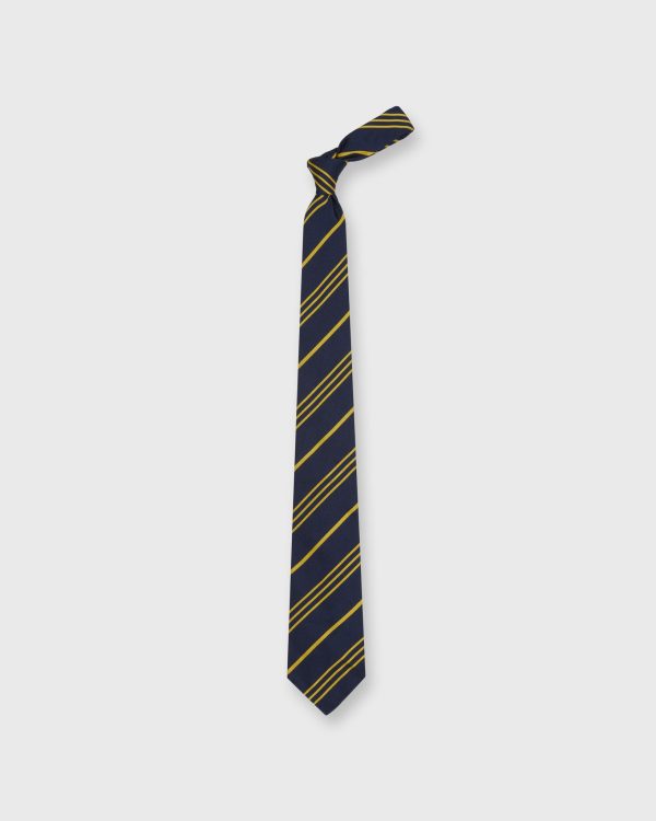 Silk Woven Tie in Navy Gold Multi Stripe For Cheap