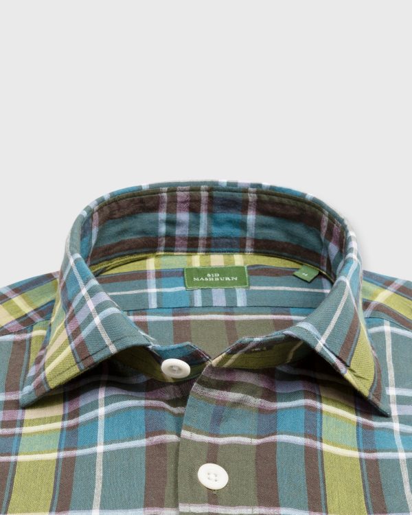 Band-Hem Work Shirt in Olive Sea Pink Plaid Madras Online Hot Sale