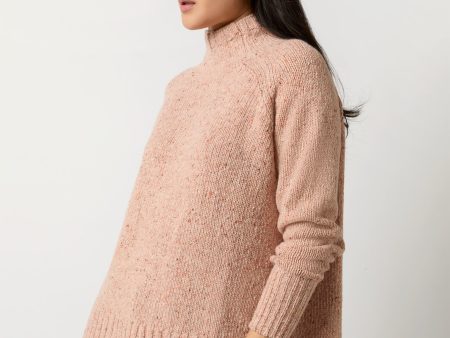 Marie Funnel-Neck Sweater in Melon Donegal Wool Online Sale