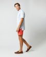 Zip-Front Mid-Length Swim Short in Coral Nylon Hot on Sale